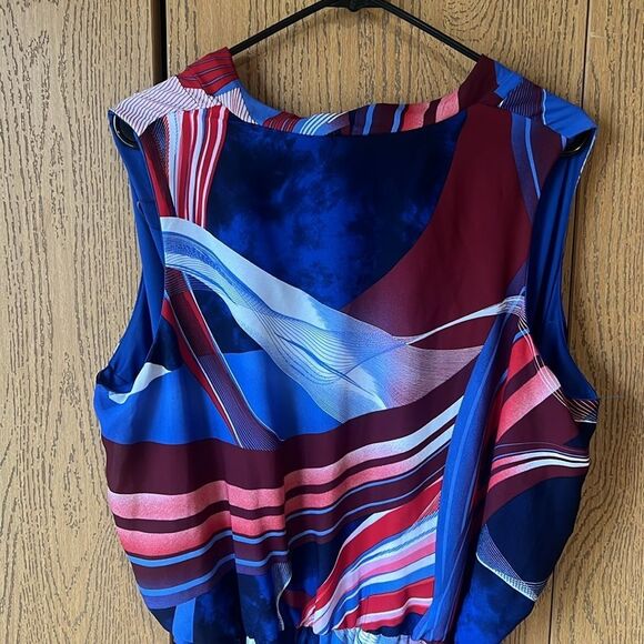 Love X Design Blue Red Printed Sleeveless Maxi Dress Size 2X - Picture 13 of 14